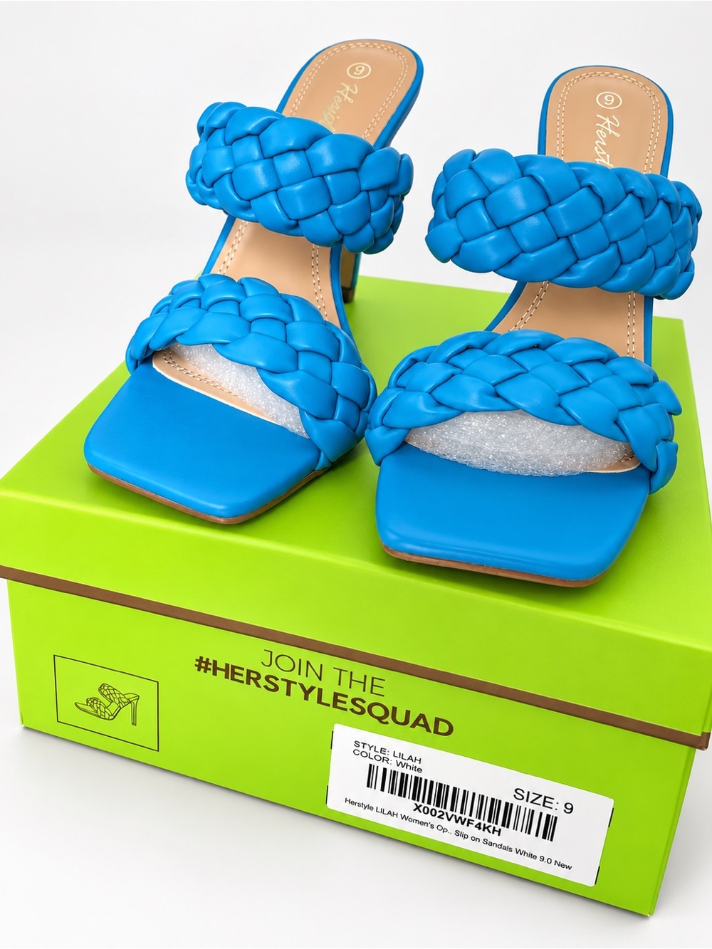 Herstyle Lilah Blue Braided Double-Strap Heeled Sandals Size 9 NWT